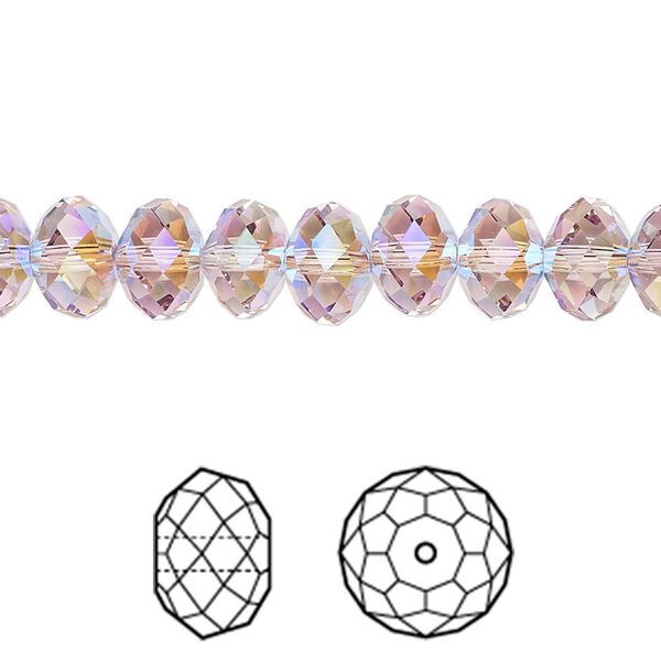 Bead 288pk light amethyst shimmer 2X, Swarovski&reg; 8x6mm rondelle 5040 image number 0