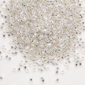 Seed bead, Delica&reg;, glass, pkg/50g, #11 cut, transparent silver-lined crystal clear (DBC-0041).