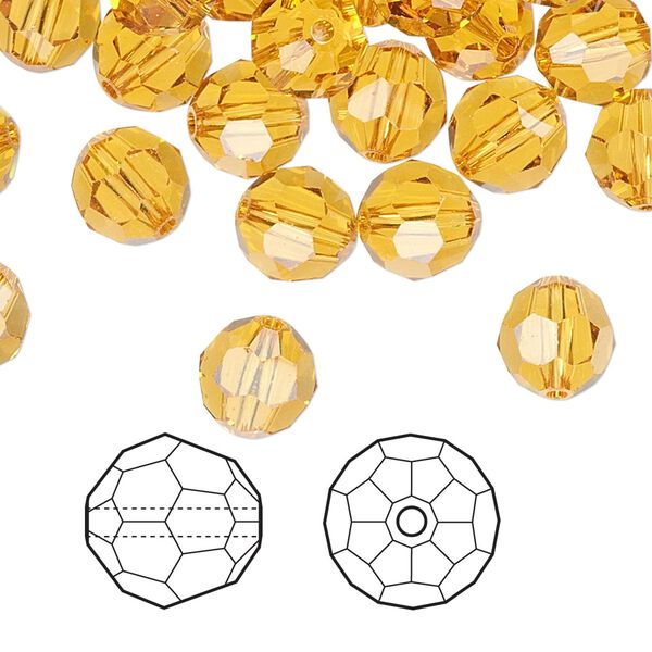 Bead 288pk topaz, Swarovski&reg; 8mm round 5000 image number 0