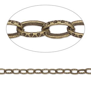Chain 1pkg1 brass-plated cable, 3mm textured, antique steel 5 foot unfinished