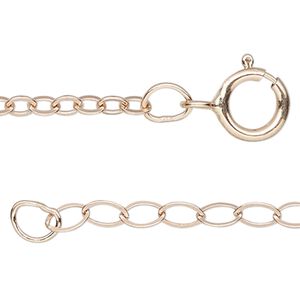 Chain 1pkg1 14Kt rose gold-filled cable, 1.9mm flat / springring clasp, 16 inch