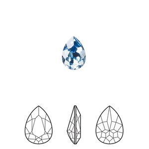 Fancy stone 4pk cool blue foil back, Crystal Passions&reg; Regenerated 10x7mm pear 4320