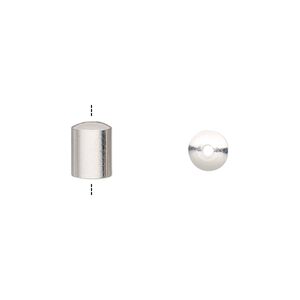 Cord end 1pkg100 silver-plated, 8x6mm / 5mm inside diameter, brass