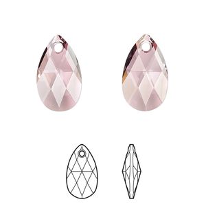 Drop 144pk crystal antique pink, Swarovski&reg; 16x9mm pendant pear 6106