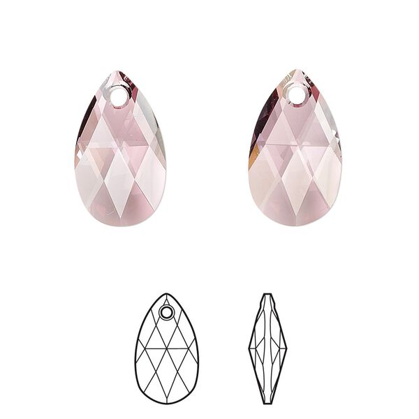 Drop 144pk crystal antique pink, Swarovski&reg; 16x9mm pendant pear 6106 image number 0