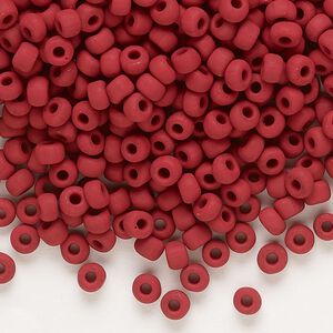 Seed bead, Dyna-Mites&trade;, glass, opaque matte brick red, #6 round. Sold per 1/2 kilogram pkg.