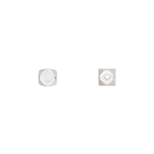 Bead 1pkg30 sterling silver, 6mm rounded square