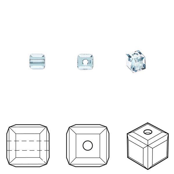 Bead 48pk aquamarine, Crystal Passions&reg; 4mm cube 5601 image number 0
