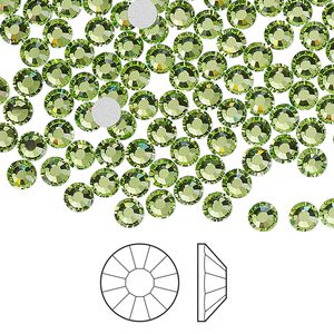 Flat back 144pk peridot foil back, Preciosa Viva 12&reg; Czech crystal rhinestone 3.8-4mm chaton rose round SS16