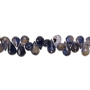 Iolite 1pkg1, hand-cut top-drilled faceted teardrop bead 8 inch 5x3mm-8x4mm