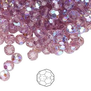 Bead 576pk light amethyst AB, Preciosa Czech crystal 5mm round