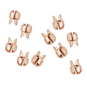 Crimp 1pkg10 copper-plated "pewter", 7x6mm, Bulldog Crimp&trade;