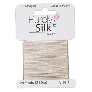 Thread, Purely Silk&trade;, grey, size E. Sold per 24-yard card.