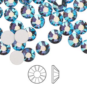 Flat back 144pk denim blue AB foil back, Preciosa MAXIMA Czech crystal rhinestone 7.069-7.272mm chaton rose round SS34
