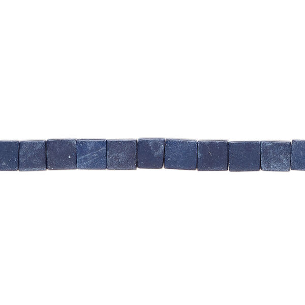 Bead, "howlite" (resin) (imitation) 1pkg1, dark blue, 4-5mm cube, 15 inches. image number 0