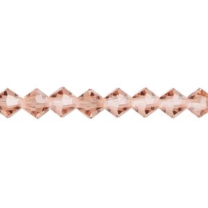 Bead 24pk rose peach, Preciosa Czech crystal 6mm bicone