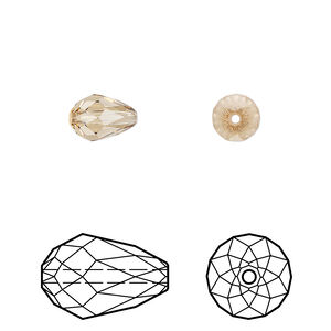 Bead 4pk light Colorado topaz, Crystal Passions&reg; 9x6mm teardrop 5500