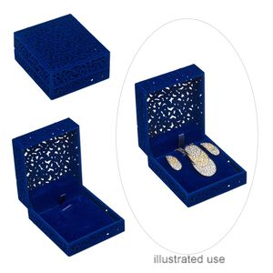Box, gift, flocked and padded velveteen / acrylic / steel, cobalt, 3-1/8 x 2-3/4 x 1-1/2 inch hinged rectangle. Sold individually.