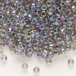 Seed bead, Dyna-Mites&trade;, glass 1pkg0.5kg, #6 round, translucent rainbow inside dyed color lilac (323 6/0 RR)