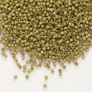 Seed bead, Delica&reg;, glass, pkg/7.5g, #11 round, opaque matte gold luster golden olive (DB-0371).