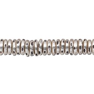 Bead 1pkg30g sterling silver, 7x2mm rondelle / dots, antiqued Hill Tribes