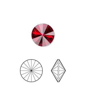 Chaton 48pk light Siam foil back, Crystal Passions&reg; 12mm rivoli 1122