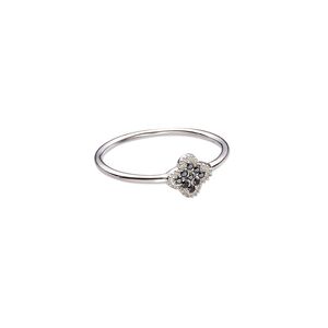 Ring, sterling silver and cubic zirconia, clear and black, 8mm wide, size 10. Sold individually.