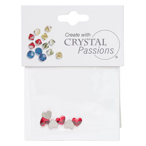 Flat back 1pkg6 light Siam foil back, Crystal Passions&reg; rhinestone 6mm heart 2808