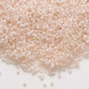 Seed bead, Delica&reg;, glass, pkg/250g, #15 round, translucent matte rainbow pink mist (DBS-0868).