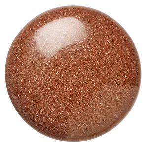 Cabochon, brown goldstone (glass) (man-made), 38mm calibrated round. Sold individually.