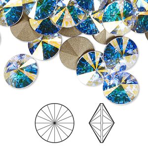 Chaton 48pk crystal AB foil back, Crystal Passions&reg; 10.54-10.91mm rivoli SS47 1122