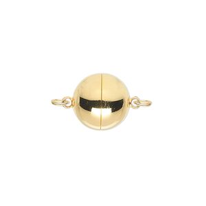 Clasp magnetic 1pkg1 gold-plated, 12mm round, copper 1-strand
