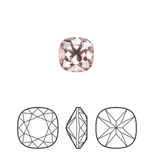 Fancy stone 2pk vintage rose foil back, Preciosa MAXIMA Czech crystal rhinestone 10mm cushion square