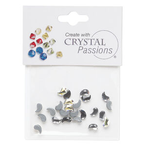 Flat back mix 1pkg24 crystal AB and black diamond, Crystal Passions&reg; rhinestone 6x3.7mm hotfix paisley X & Y