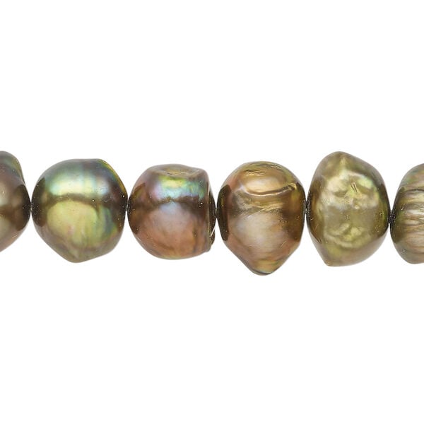Freshwater pearl 1pkg1, semi-round, 15.5-16 inch antique bronze 10-16mm cultured image number 0