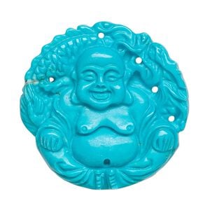 Magnesite 1pkg1, hand-cut carved Buddha round focal 36mm