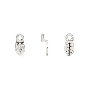 Bail, glue-on, antique silver-finished "pewter" (zinc-based alloy), 10.5x4.5mm leaf with 7.5x4.5mm pad. Sold per pkg of 20.