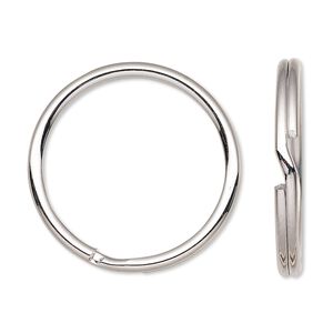 Key ring 1pkg500 nickel-finished, 28mm round, 24mm inside diameter / steel