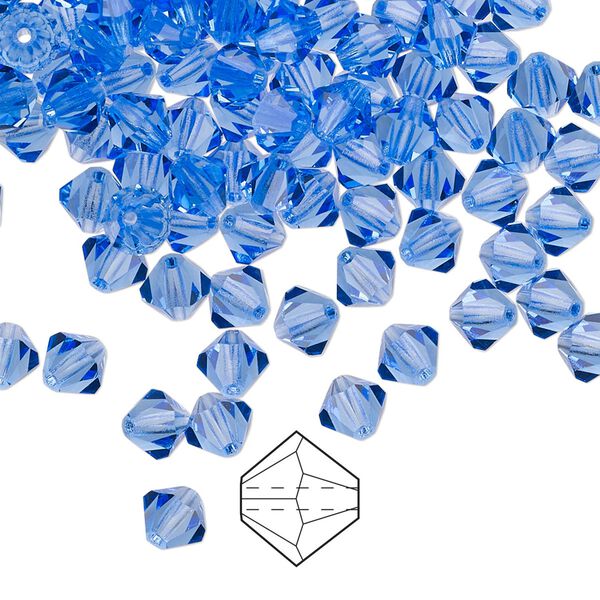 Bead 576pk sapphire, Preciosa Czech crystal 5mm bicone image number 0