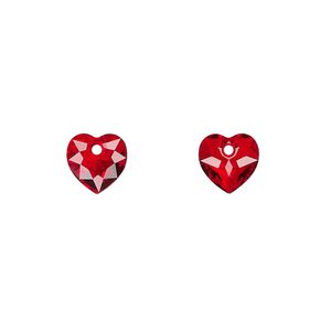 Drop 4pk light Siam, Crystal Passions&reg; 8mm pendant heart cut 6432
