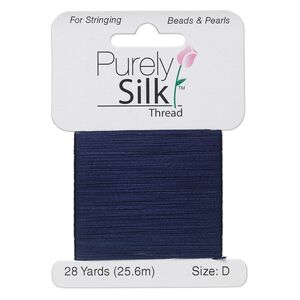 Thread, Purely Silk&trade;, navy blue, size D. Sold per 28-yard card.