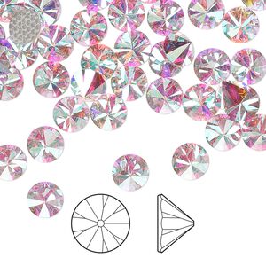 Flat back 6pk crystal AB foil back, Preciosa Czech crystal hotfix rhinestone 6.14-6.32mm cone SS29