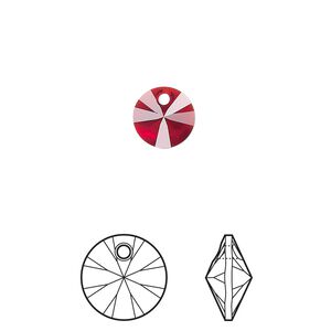 Drop 144pk Siam, Swarovski&reg; 8mm pendant mini disk 6428