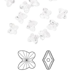 Bead 12pk crystal, Crystal Passions&reg; 6x5mm butterfly 5754