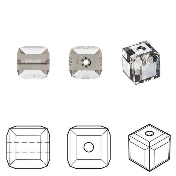 Bead 96pk black diamond, Swarovski&reg; 8mm cube 5601 image number 0