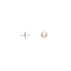 Bead cap, 14Kt gold-filled, 4x1mm flower, fits 4-6mm bead. Sold per pkg of 5.