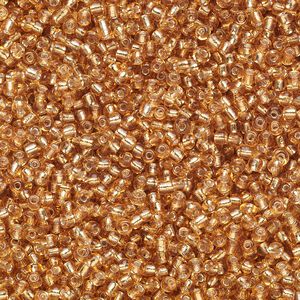 Seed bead, Ming Tree&trade;, glass, pkg/1 pound, #11 round, transparent silver-lined tan.