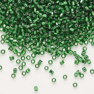 Seed bead, Dyna-Mites&trade;, glass, pkg/1/2kg, #11 round, transparent silver-lined emerald green, (82:SR 11/0 SR).