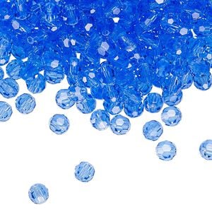 Bead 720pk sapphire, Preciosa Czech crystal 4mm round