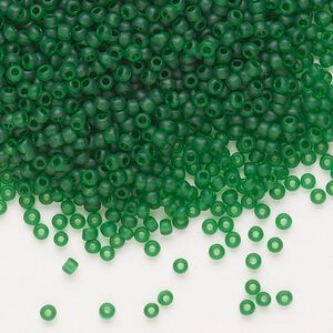 Seed bead, Dyna-Mites&trade;, glass, pkg/1/2kg, #11 round, translucent matte emerald green, (22MA 11/0 RR).
